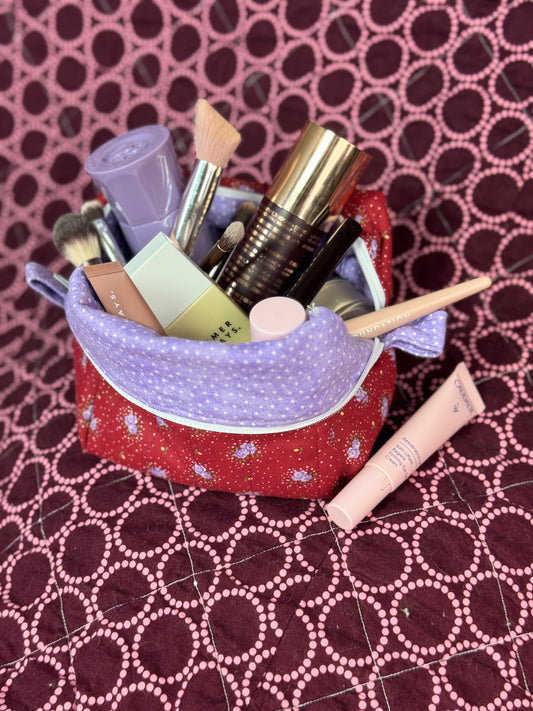 Maroon & Lavender Flower Essentials Bag