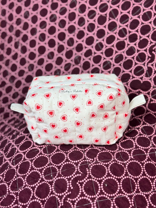 White & Red Hearts Essentials Bag