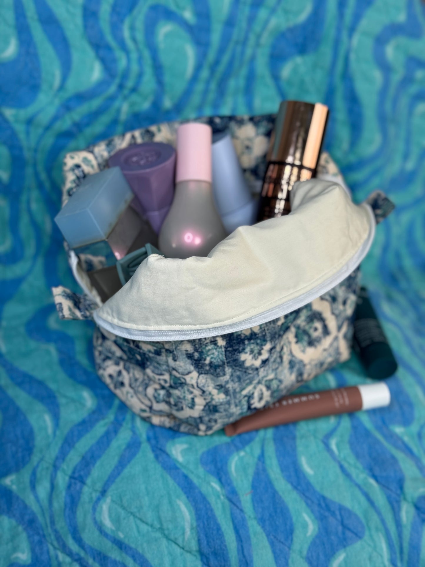 Blue Damask Essentials Bag