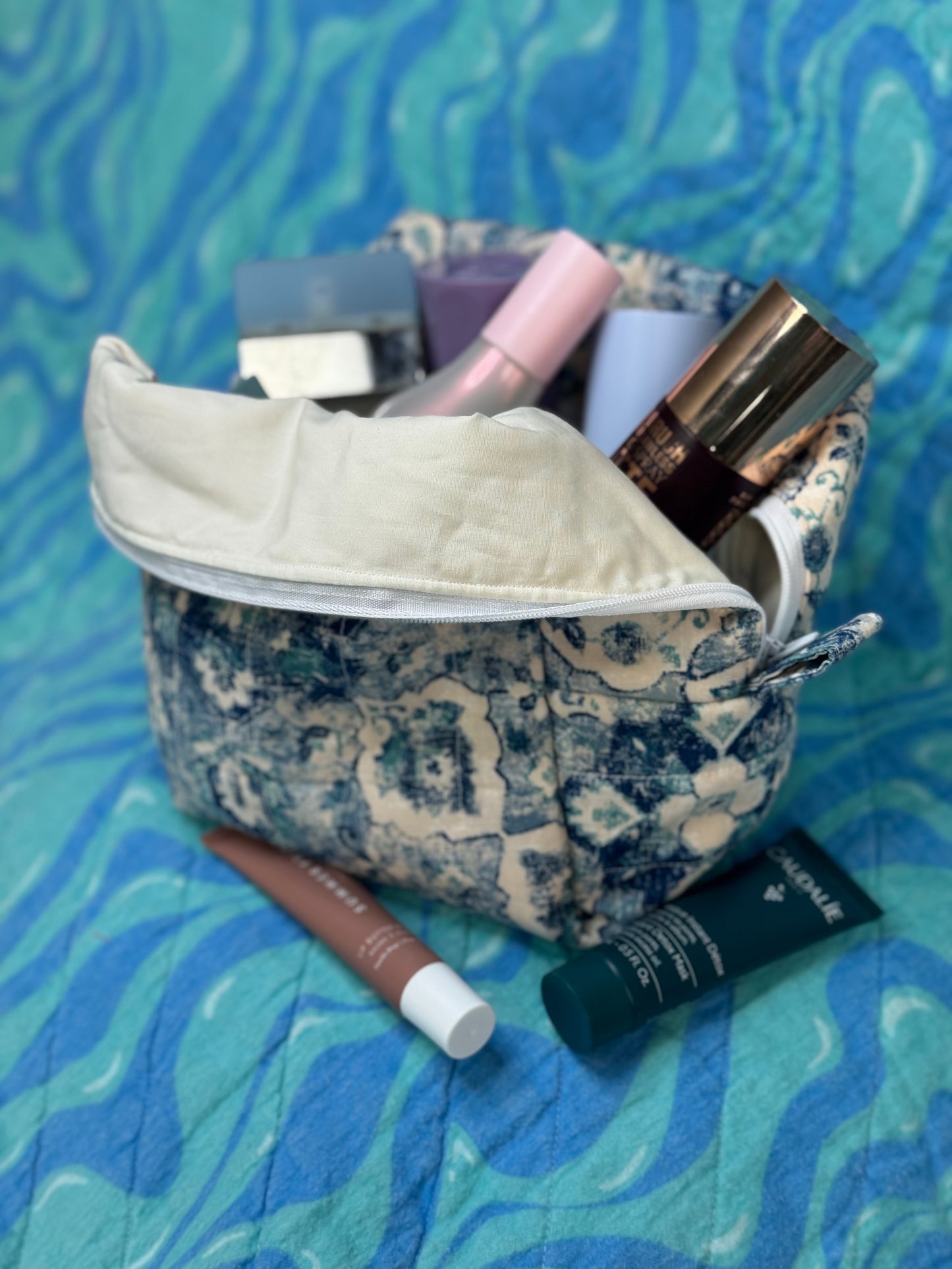 Blue Damask Essentials Bag