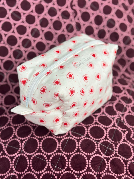 White & Red Hearts Essentials Bag