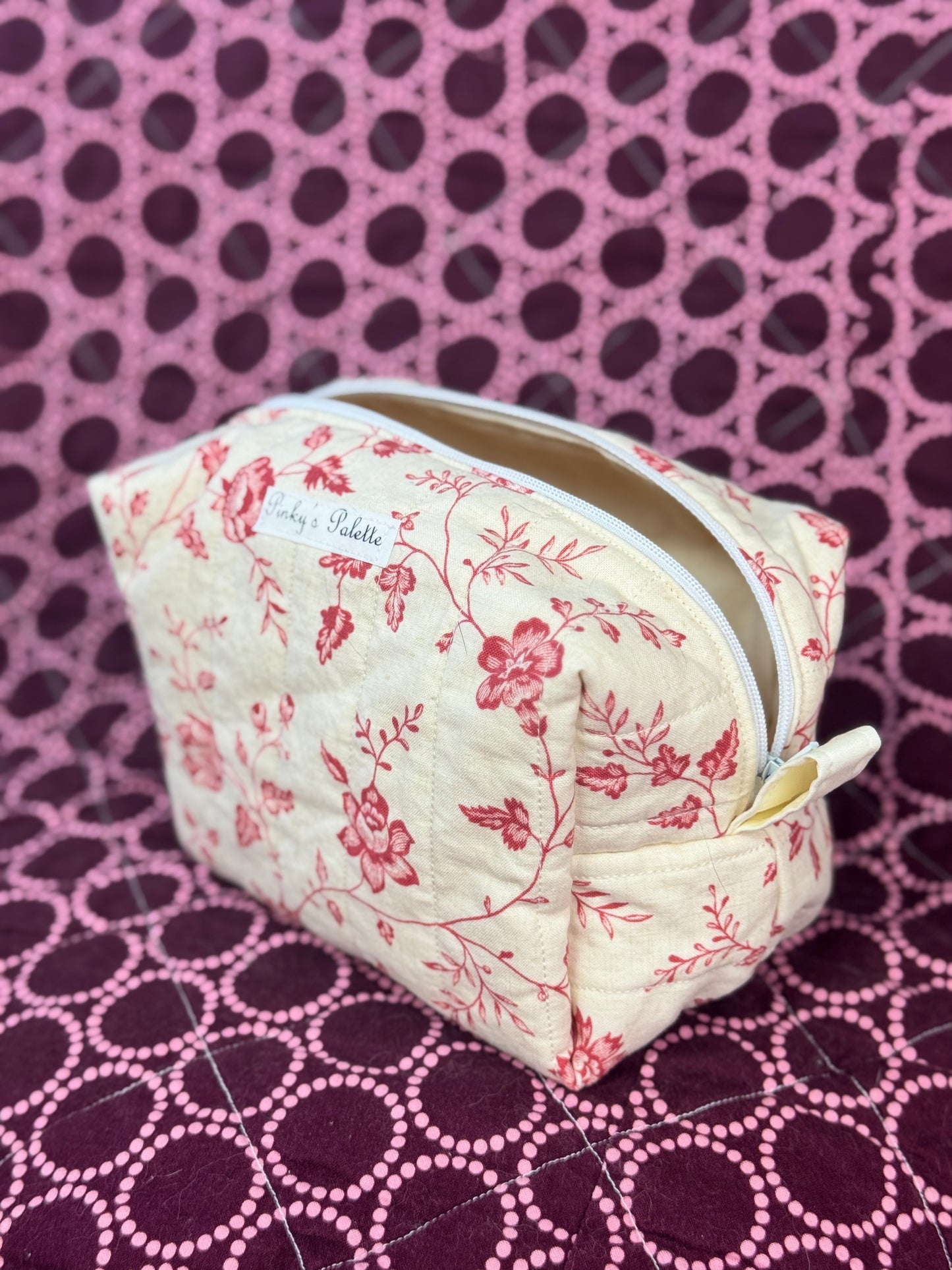 Cream Floral Essentials Bag