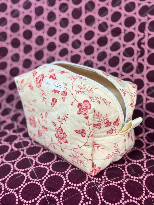 Cream Floral Essentials Bag