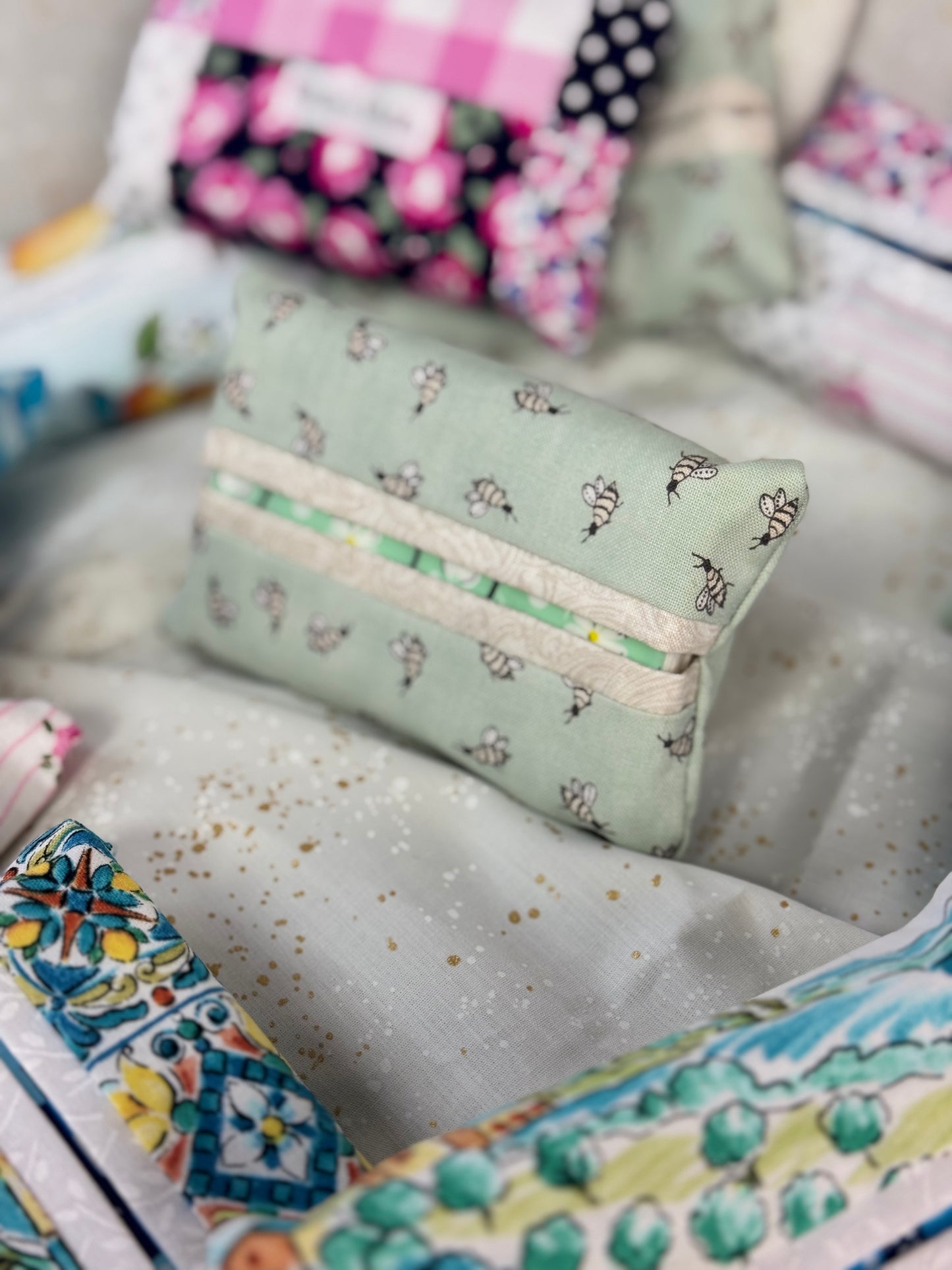 Green Bees Tissue Holder