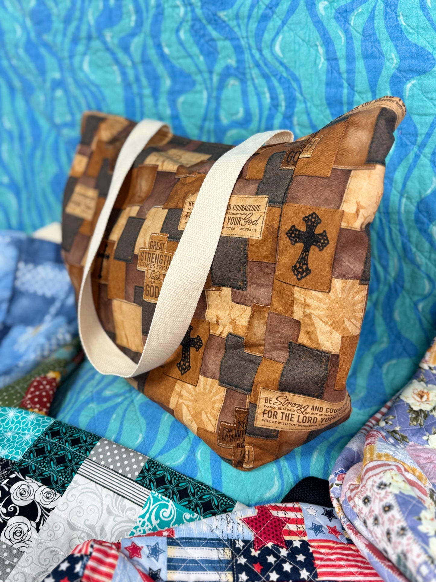 Cross Patchwork Tote - Large