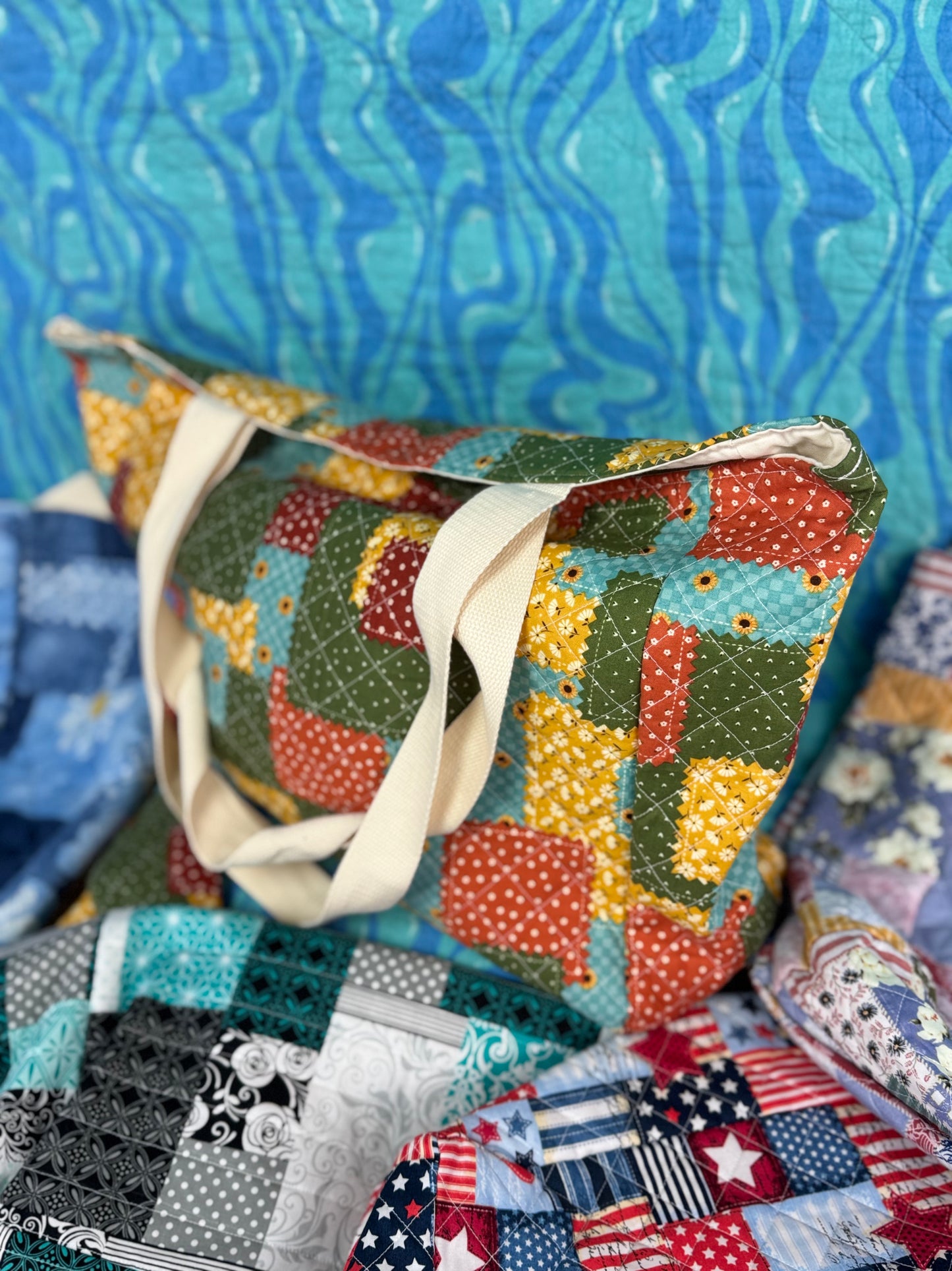 Fall Patchwork Tote - Large
