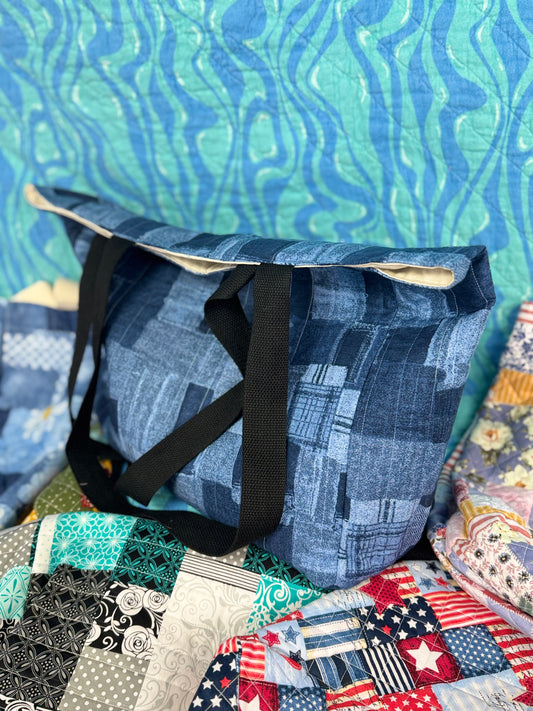 Denim Patchwork Tote - Large