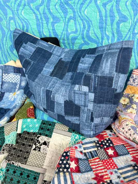 Denim Patchwork Tote - Large