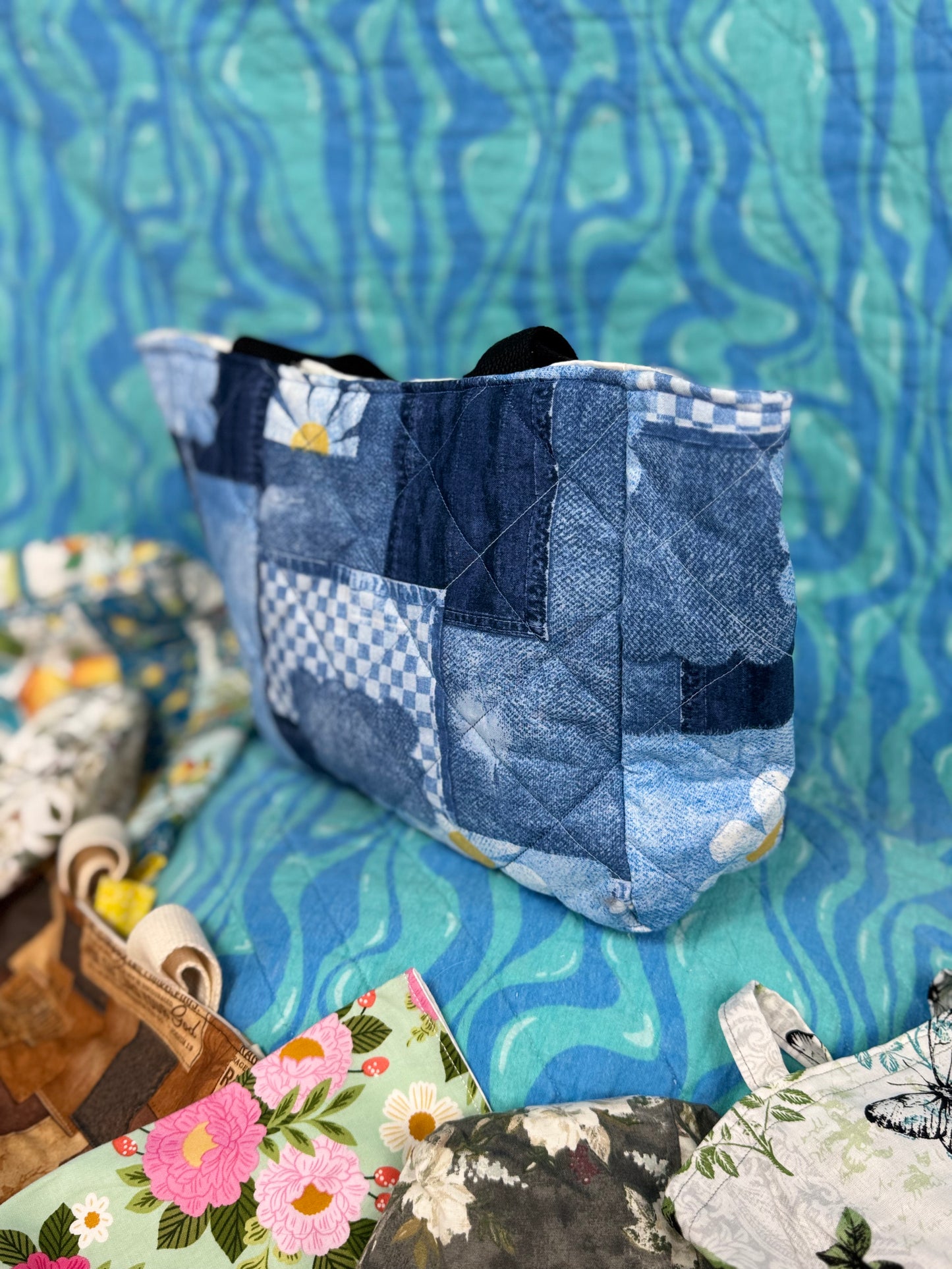 Daisy Denim Tote - Small