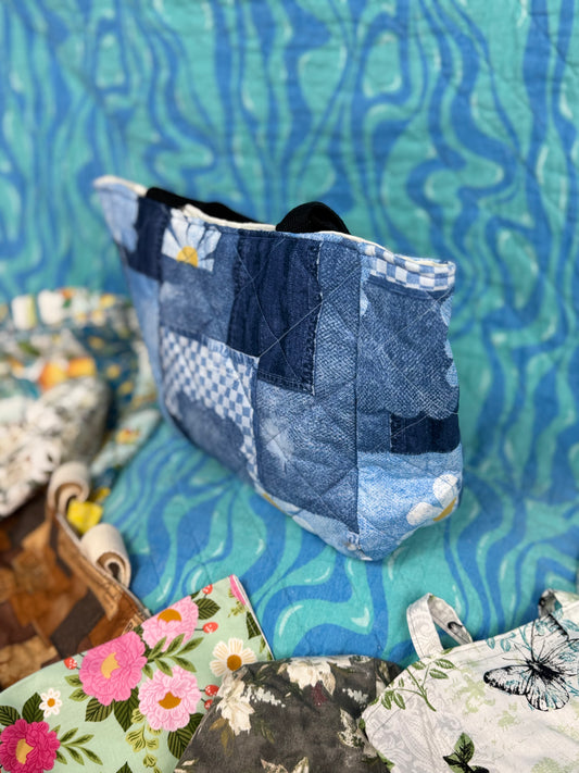 Daisy Denim Tote - Small