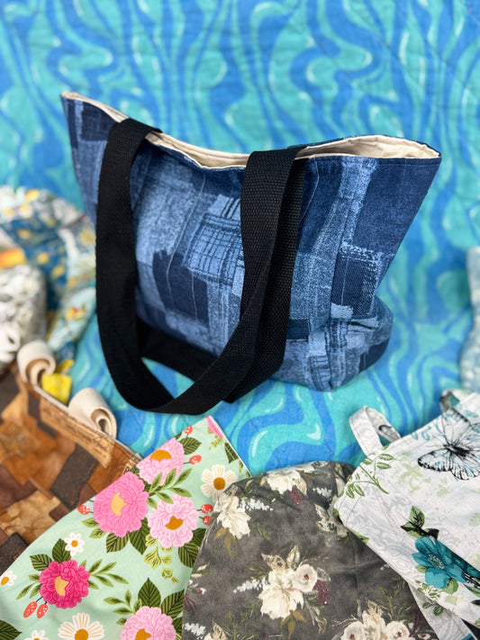 Denim Patchwork Tote - Small